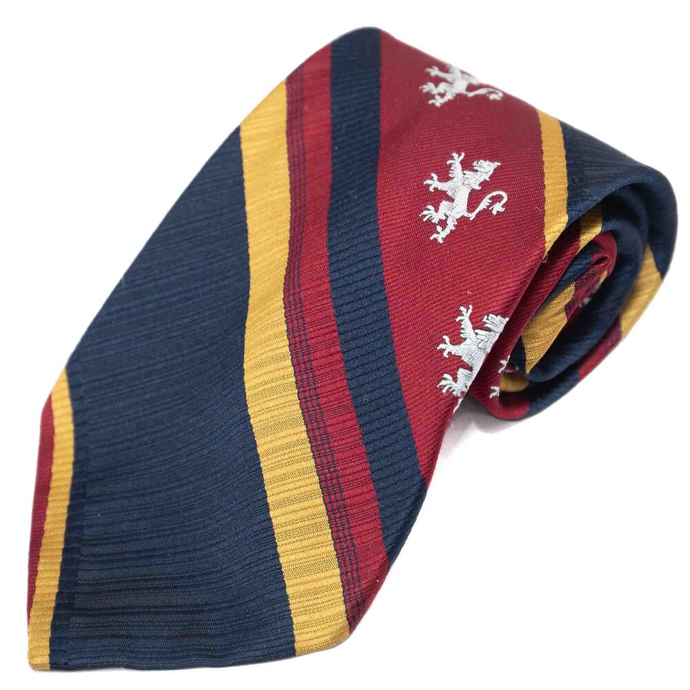 Vintage Retro Red Gold Navy Blue Lion 60's 70's Necktie Neck Tie